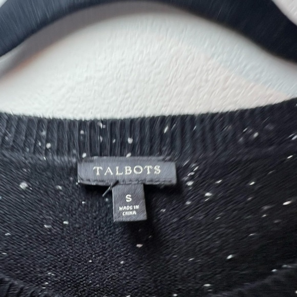 Talbots Womens Tweed Side Tie Sweater Dress Black Knit Long Sleeve Stretch Small - Picture 3 of 13